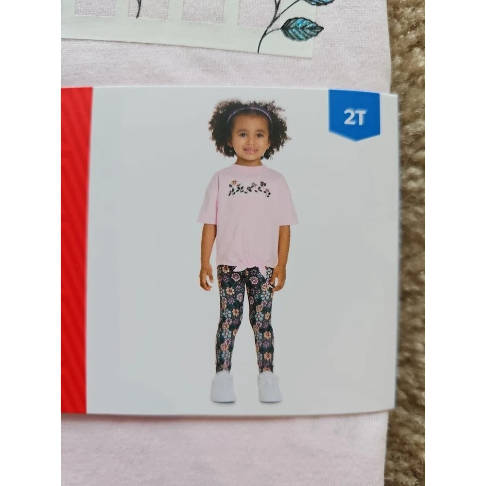 Puma Toddler Girls Active Leggings and T-Shirt Set 2T Pink Floral - Picture 2 of 3